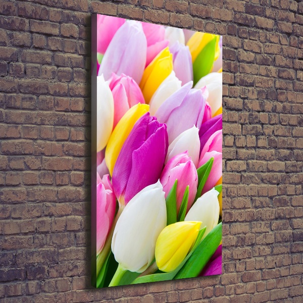 Large canvas wall art Colorful tulips