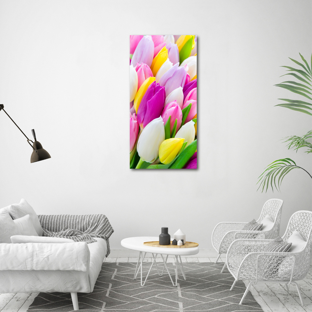 Large canvas wall art Colorful tulips