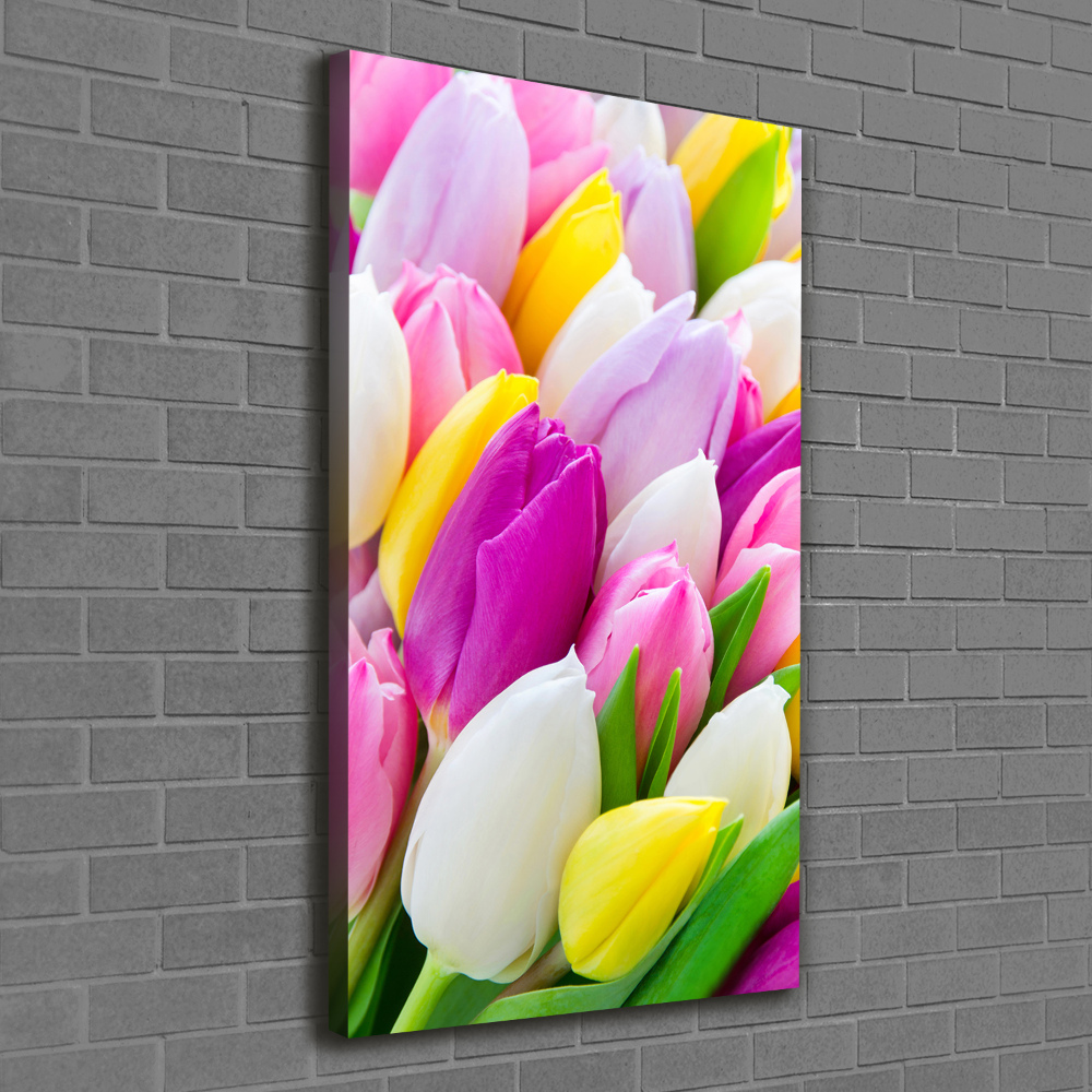 Large canvas wall art Colorful tulips