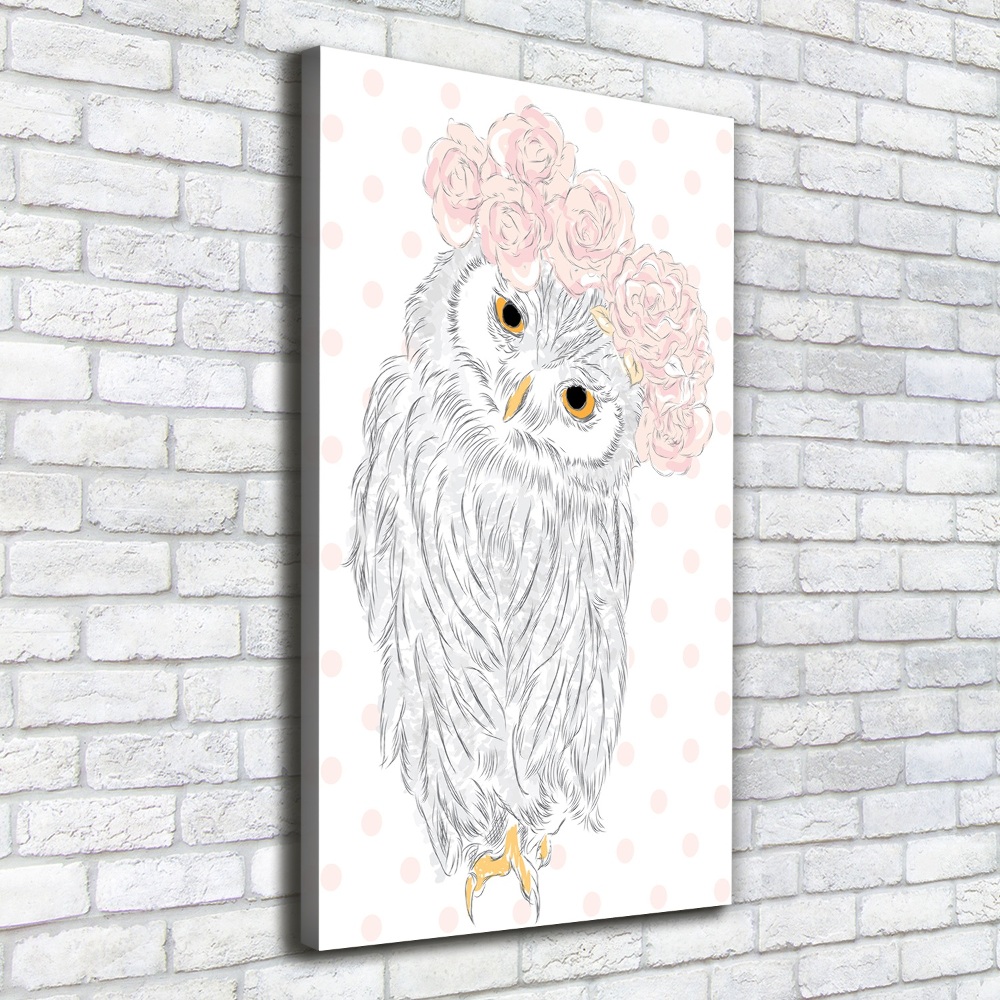 Wall art canvas large Owl in a wreath