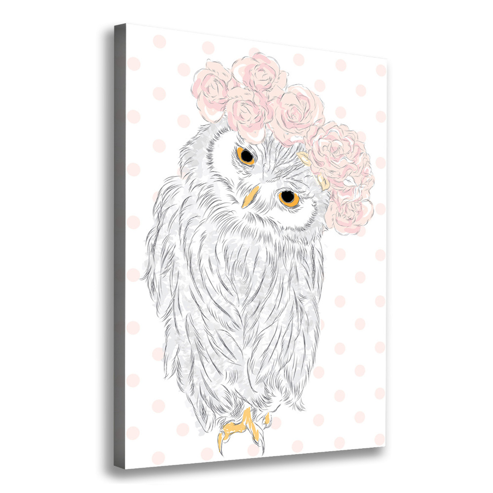 Wall art canvas large Owl in a wreath