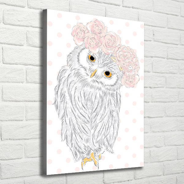 Wall art canvas large Owl in a wreath