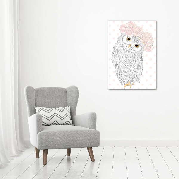 Wall art canvas large Owl in a wreath