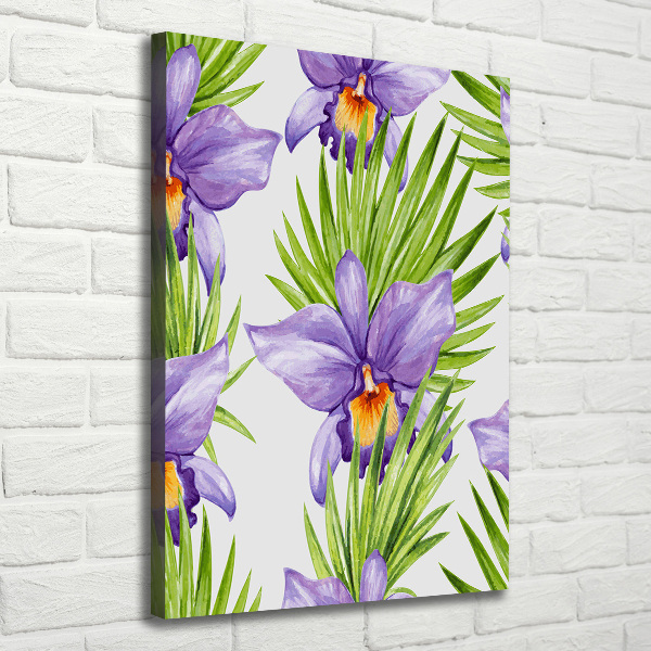 Canvas print Orchid and palm trees