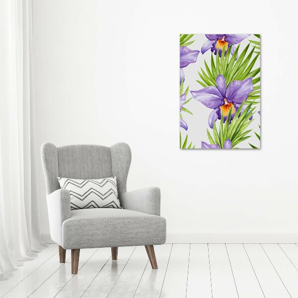 Canvas print Orchid and palm trees