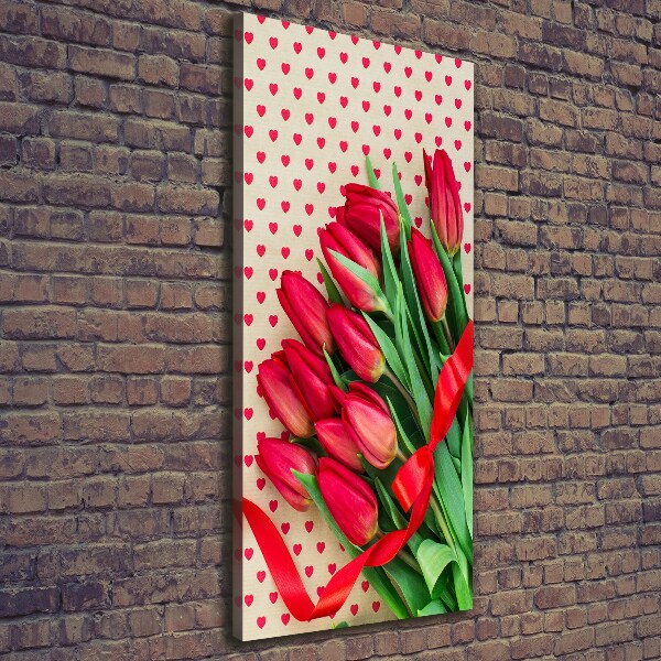 Canvas wall art Red tulips