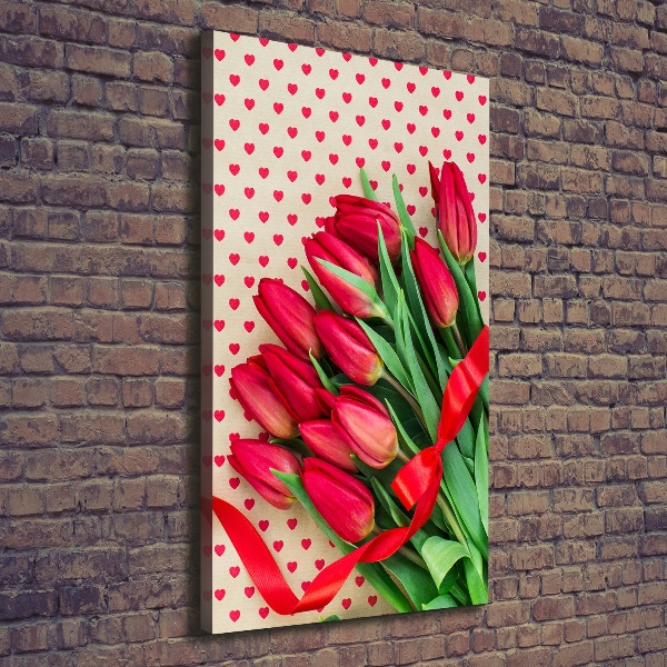 Canvas wall art Red tulips