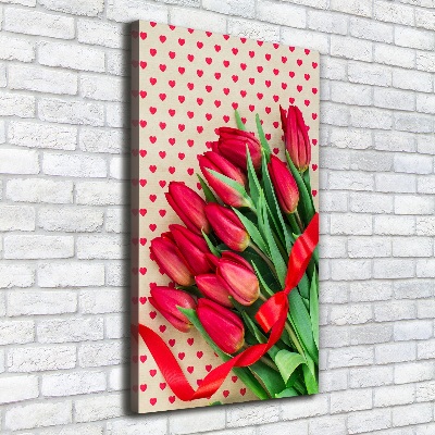 Canvas wall art Red tulips