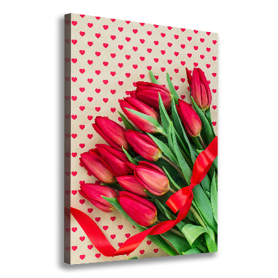 Canvas wall art Red tulips