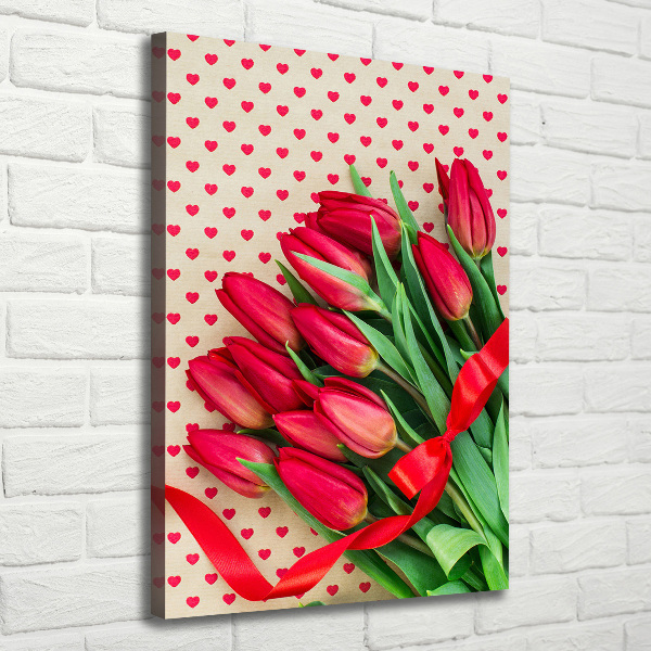 Canvas wall art Red tulips