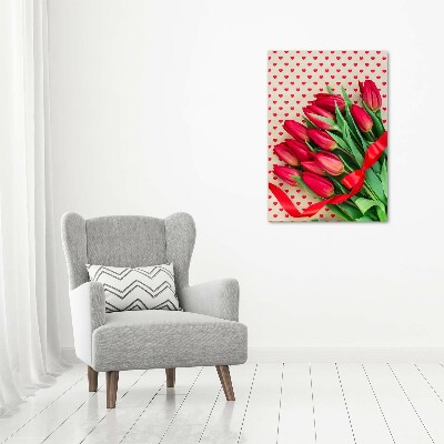 Canvas wall art Red tulips