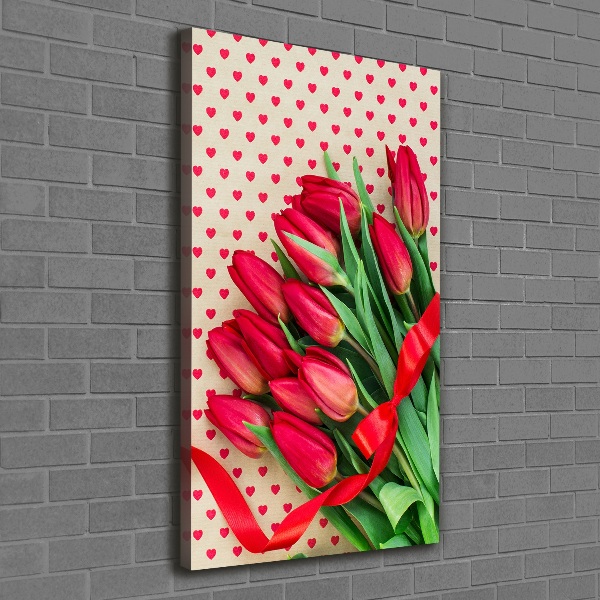 Canvas wall art Red tulips