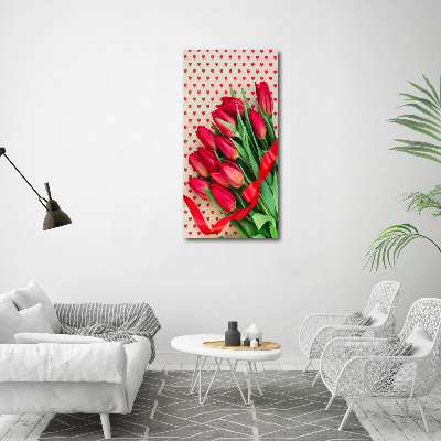 Canvas wall art Red tulips