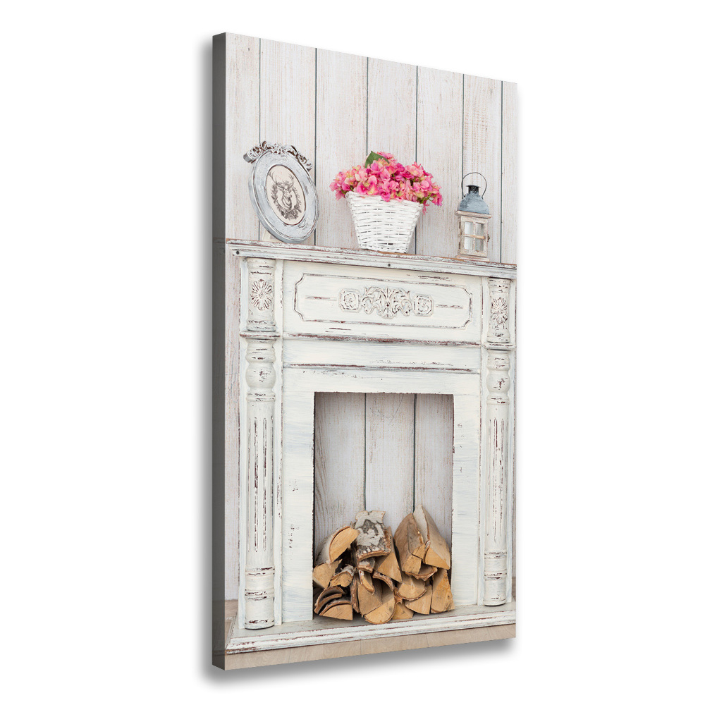 Canvas print Wooden fireplace