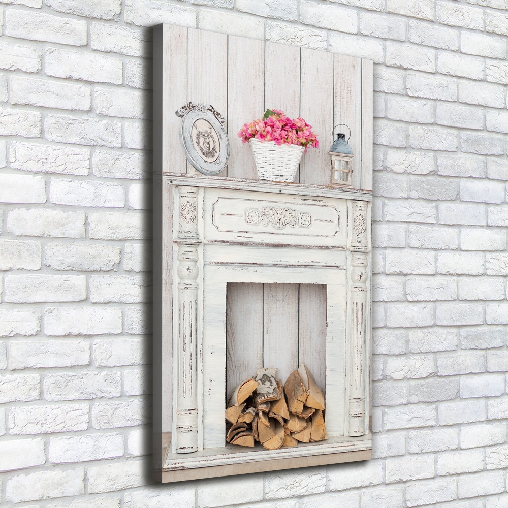 Canvas print Wooden fireplace