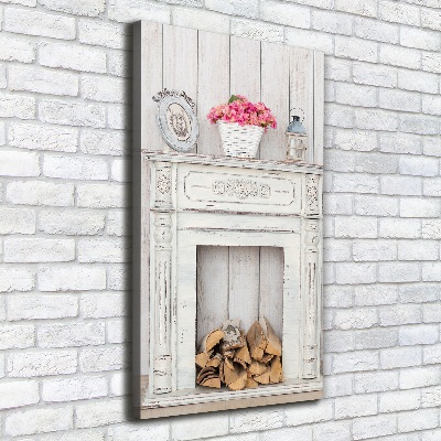 Canvas print Wooden fireplace