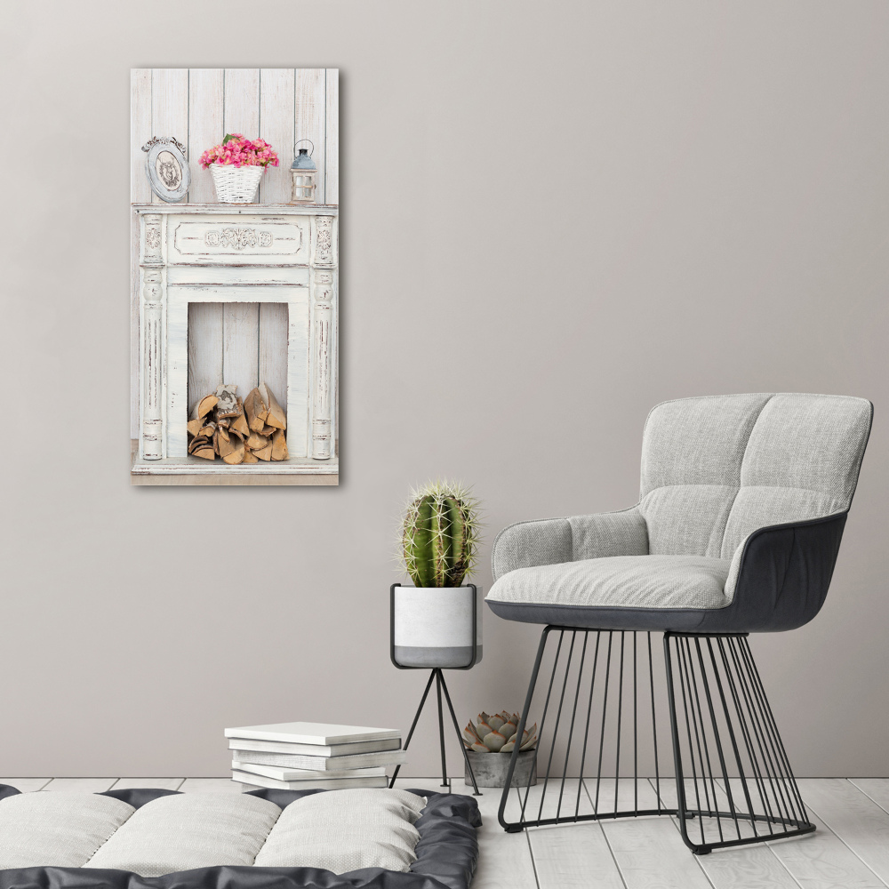 Canvas print Wooden fireplace