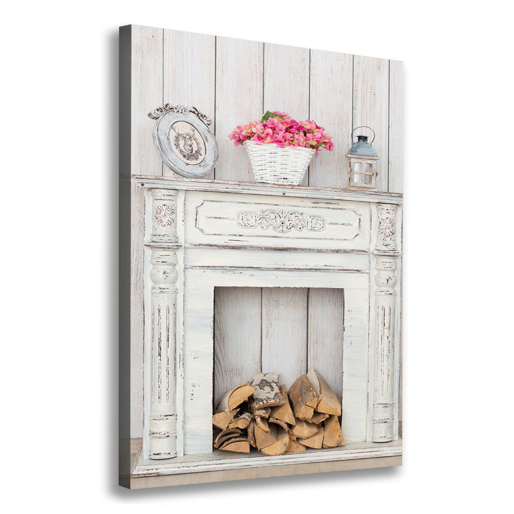 Canvas print Wooden fireplace