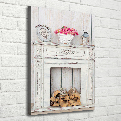 Canvas print Wooden fireplace