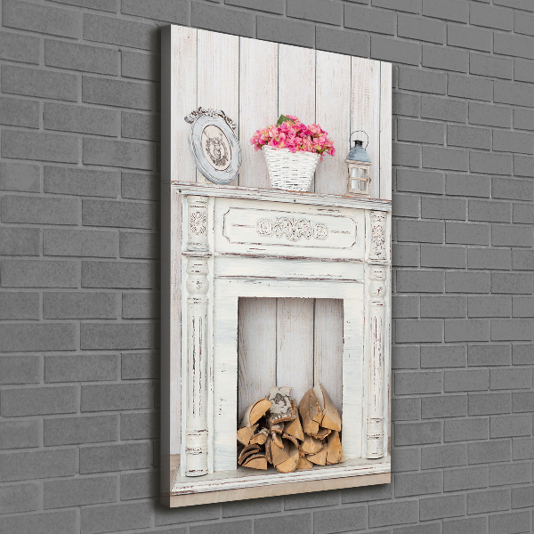 Canvas print Wooden fireplace