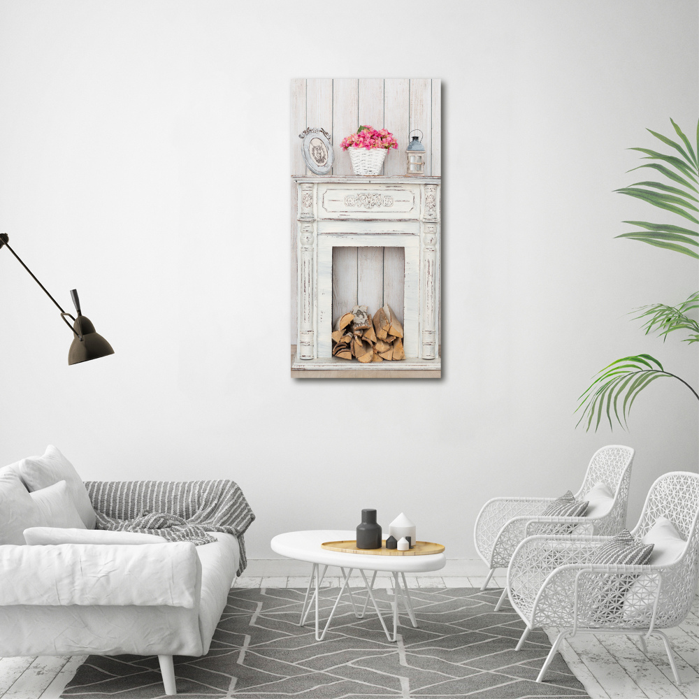 Canvas print Wooden fireplace