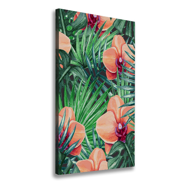 Canvas print Orchid and palm trees