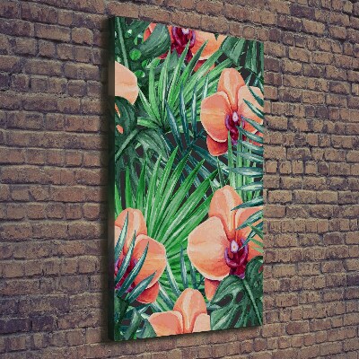 Canvas print Orchid and palm trees