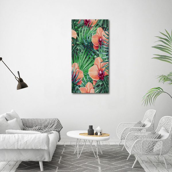 Canvas print Orchid and palm trees