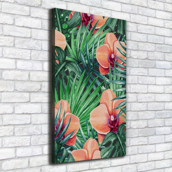 Canvas print Orchid and palm trees