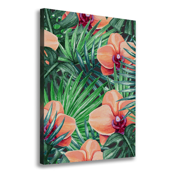 Canvas print Orchid and palm trees