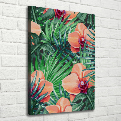 Canvas print Orchid and palm trees