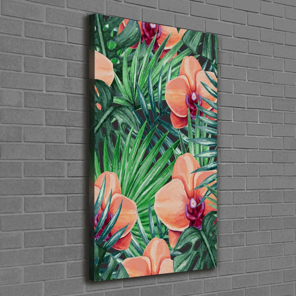 Canvas print Orchid and palm trees