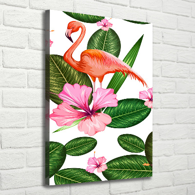 Wall art canvas Flamingos and flowers