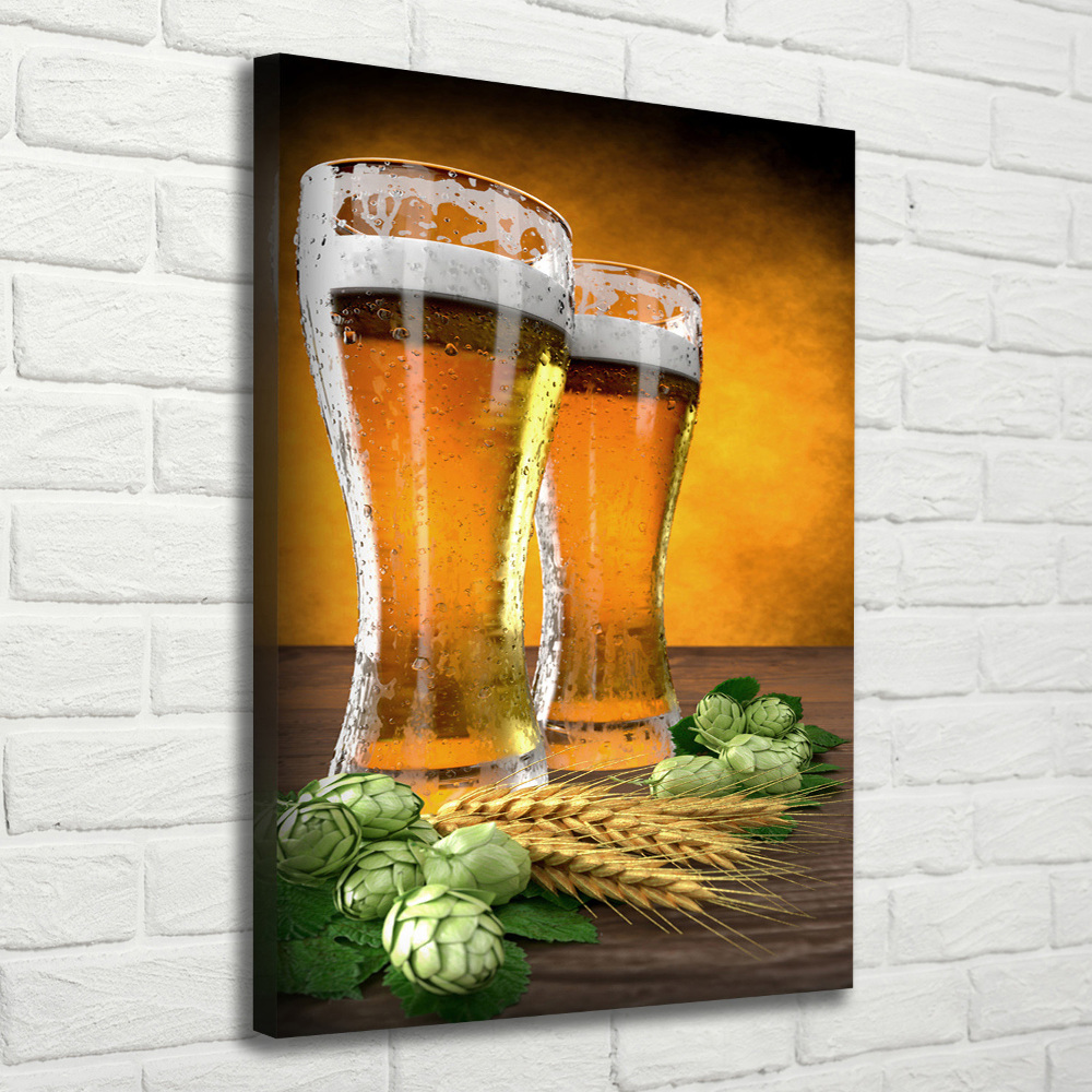 Large canvas wall art Two glasses of beer