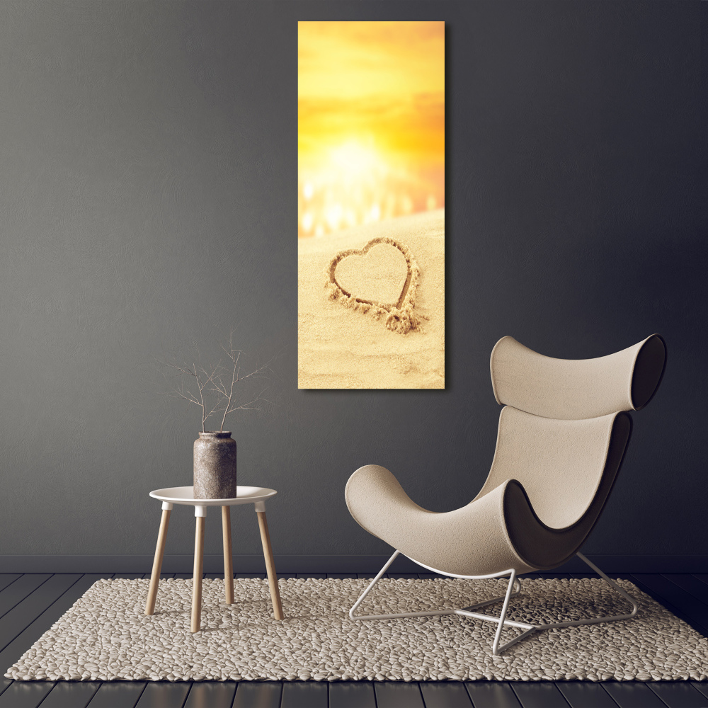 Large canvas wall art Heart on the beach