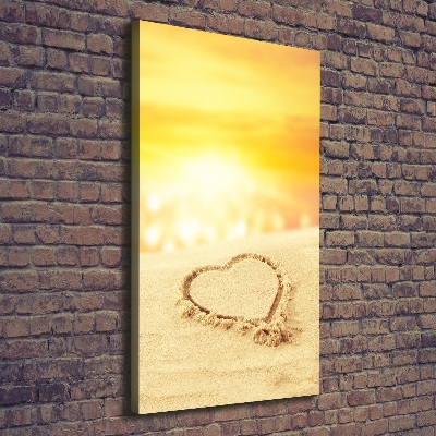 Large canvas wall art Heart on the beach