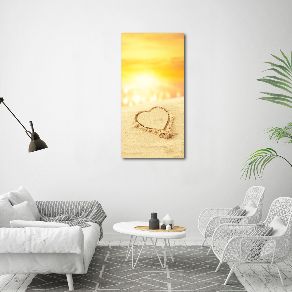 Large canvas wall art Heart on the beach