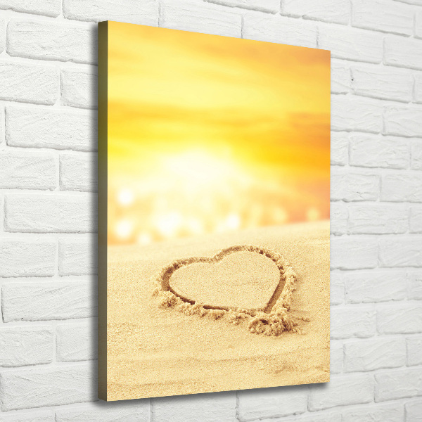 Large canvas wall art Heart on the beach