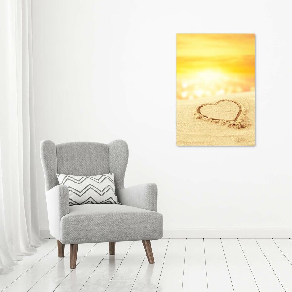 Large canvas wall art Heart on the beach