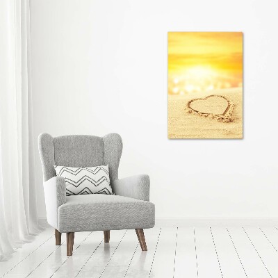 Large canvas wall art Heart on the beach