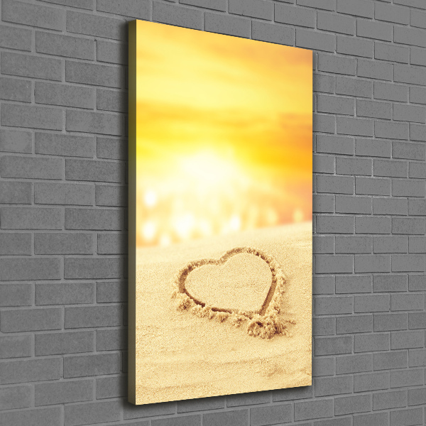 Large canvas wall art Heart on the beach