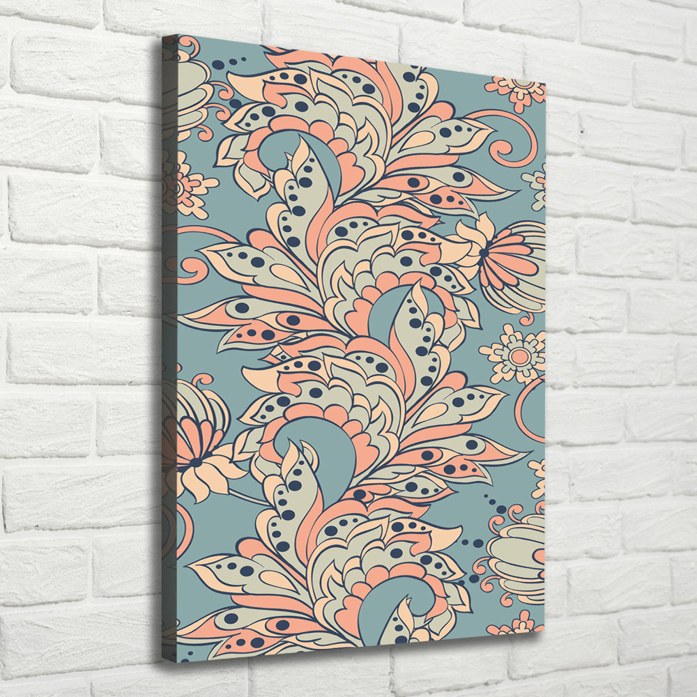 Wall art canvas Ethnic flowers