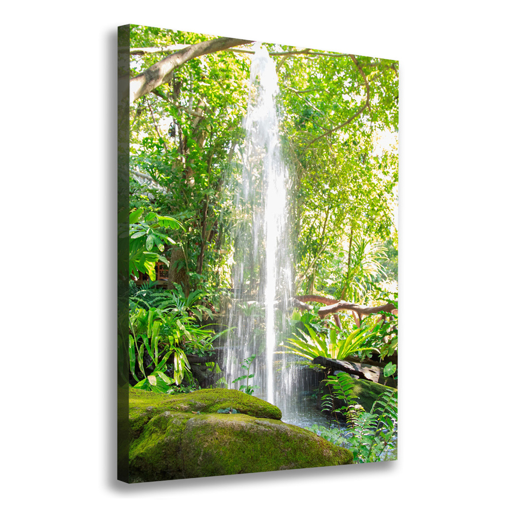 Wall art canvas large Waterfall in the jungle