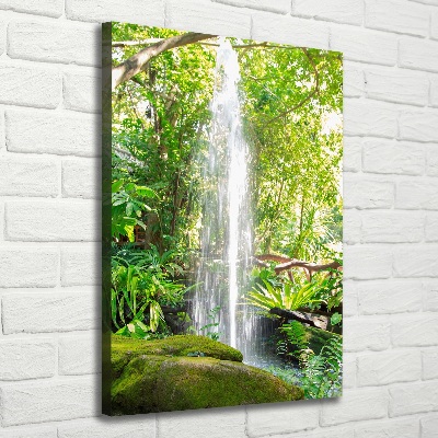 Wall art canvas large Waterfall in the jungle