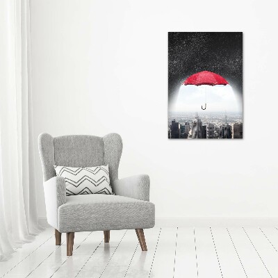 Picture canvas print Umbrella above the city