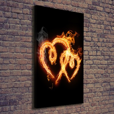 Large canvas wall art Burning hearts