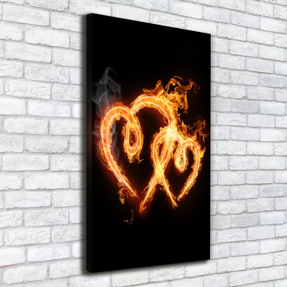 Large canvas wall art Burning hearts