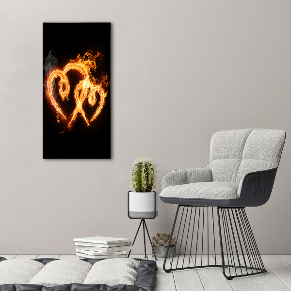 Large canvas wall art Burning hearts