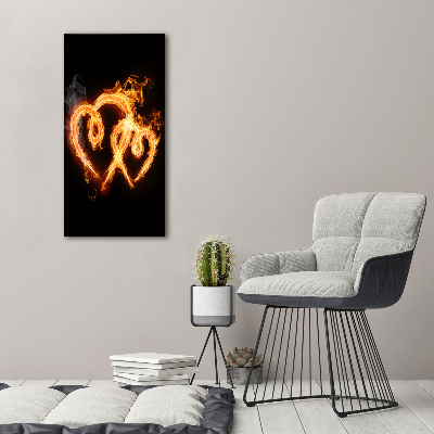 Large canvas wall art Burning hearts