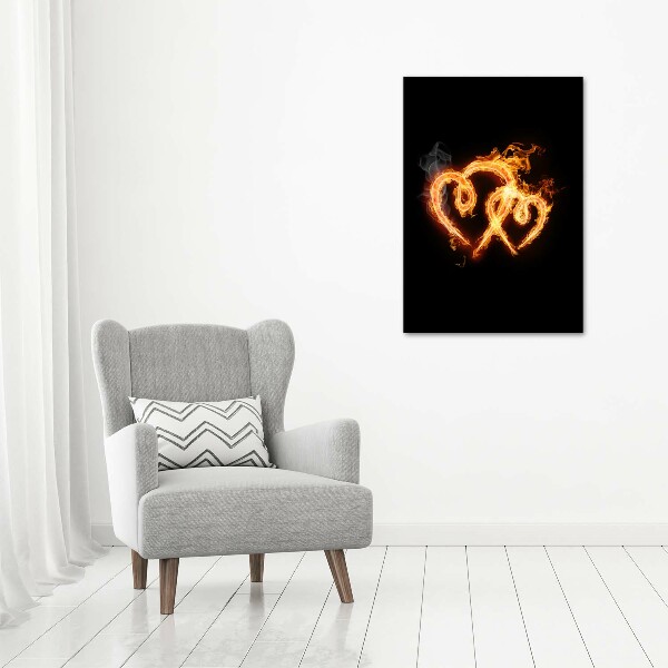 Large canvas wall art Burning hearts